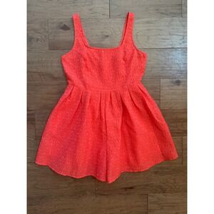 Chelsea 28 Womens Coral Pink‎ Floral Jacquard Sleeveless Pocket Romper Size M